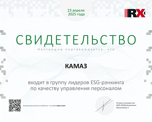 ПАО «КАМАЗ» – в числе лидеров ESG-рэнкинга
